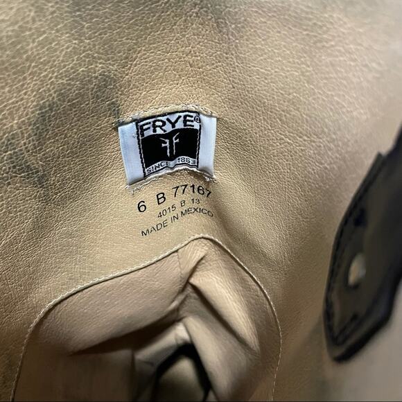 Frye Melissa lug button tall riding boots black leather Size 6 equestrian - Picture 8 of 9